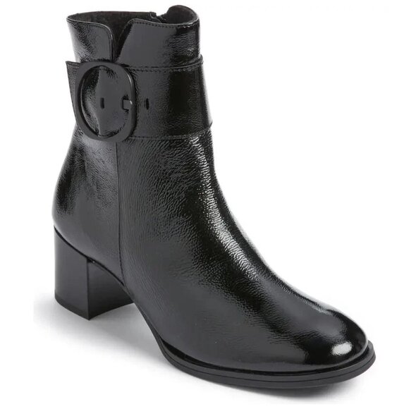 NWT $530 PAUL GREEN Panache Waterproof Bootie BLACK CRINKLED PATENT 8 (TE15) - Picture 1 of 7